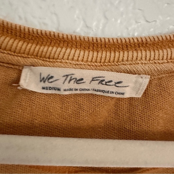 We The Free Mustard Thermal Top Medium Button Neck Long Sleeve Waffle Knit Boho - Picture 3 of 11